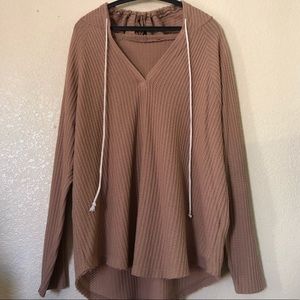 Forever21 2X Hooded Long Sleeve Tee